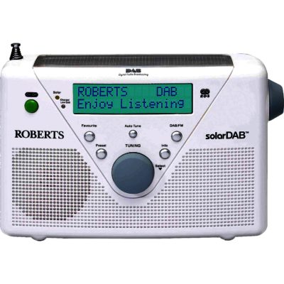 Roberts Solar DAB 2 White - Portable DAB/FM RDS Solar Powered Digital Radio with Built-in Battery/Solar Charger and Line-in Socket